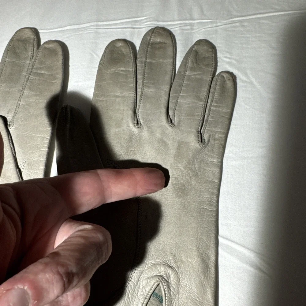 Vintage Satin Kidd Taupe Gray  Lambskin Gloves Size 7